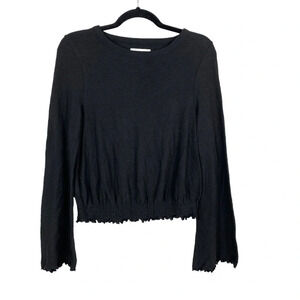 Madewell Texture&Thread Black Trumpet Sleeve Top